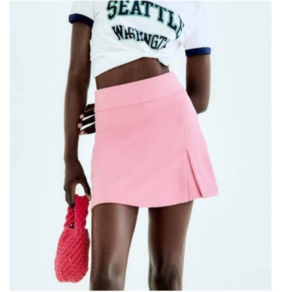 NEW Zara High-Waist Skort with Slit in Pink (Short Skirt), Size M - Picture 5 of 16